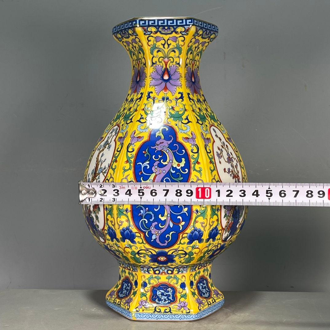 清雍正琺瑯彩賞瓶 花瓶 置物 景徳鎮 陶磁器 装飾品 現代工芸品 美術品