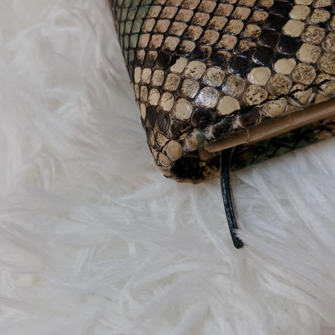 美品　GUCCIグッチ パイソン GGマーモント 折り財布 コンパクトウォレット