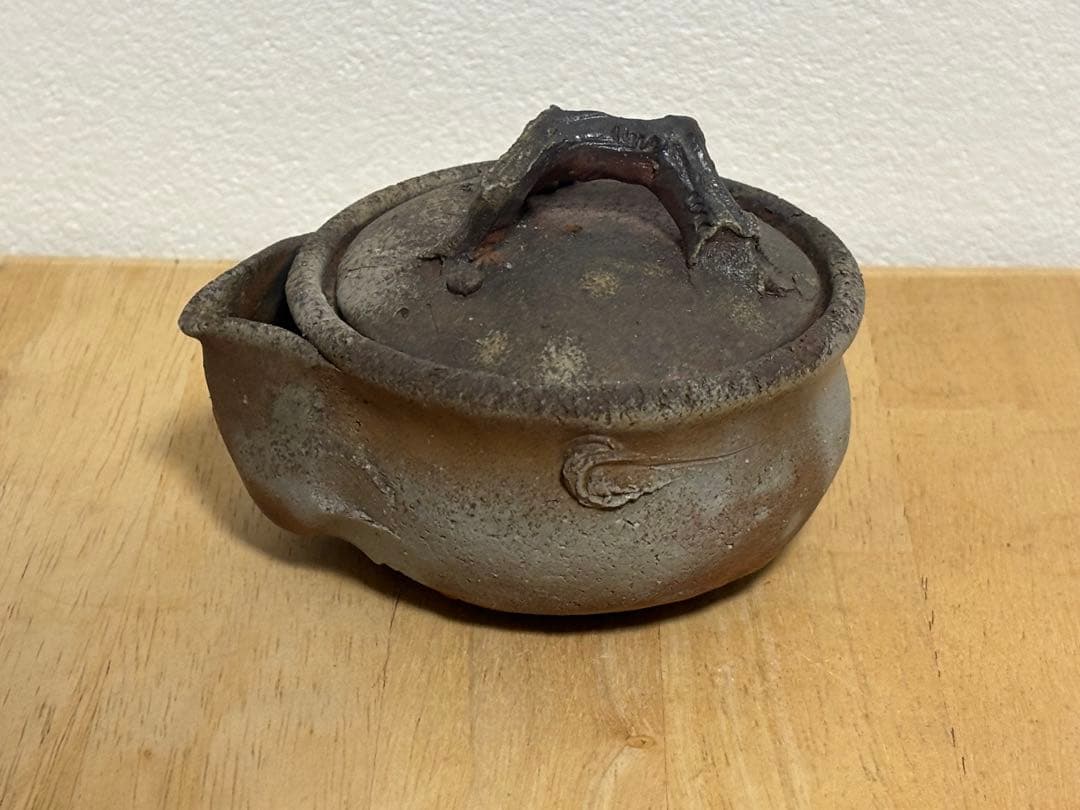 74.備前焼 宝瓶 登り窯 梅 手びねり 急須