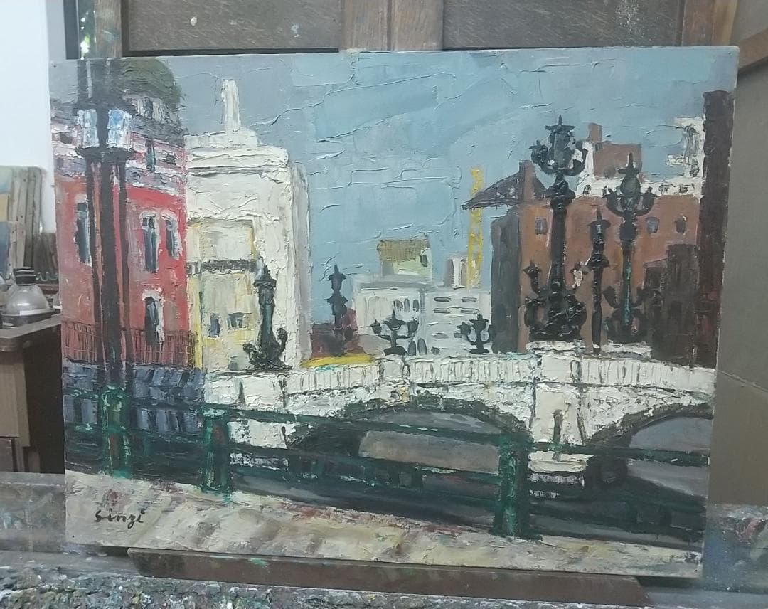 「日本橋」'63 P10 油絵 絵画