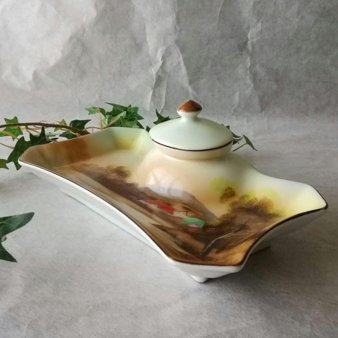 逸品　オールドノリタケ　ヤジロベー印　インク壺付きペントレー　和骨董アンティーク