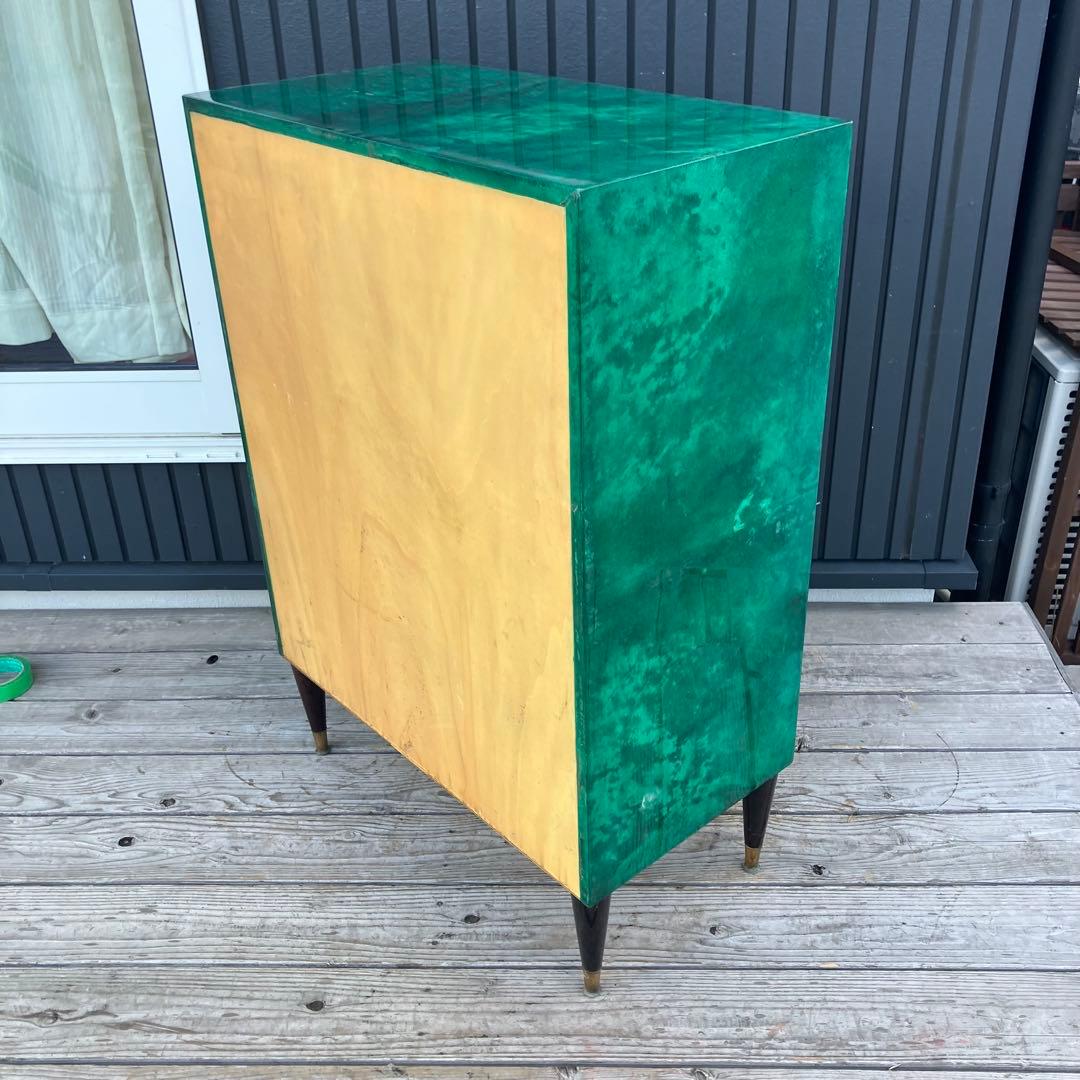 フランス家具 14杯 木製チェスト コールキャビネット 電話台 引き出し収納 緑