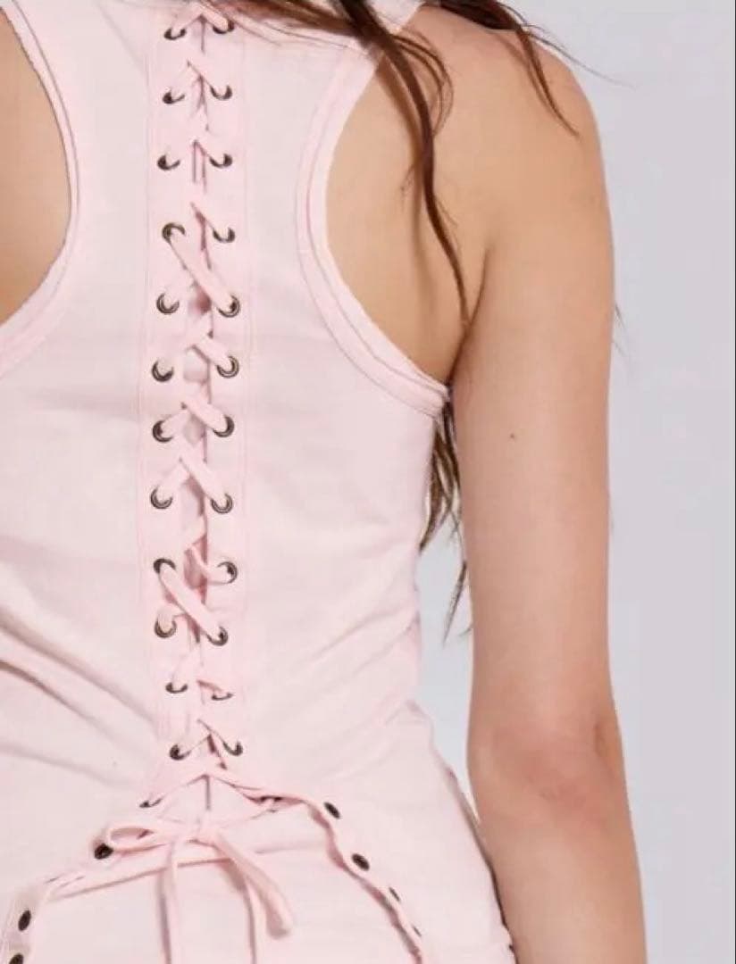 jaded london uk4 レースアップピンクタンクトップ　y2k 新品