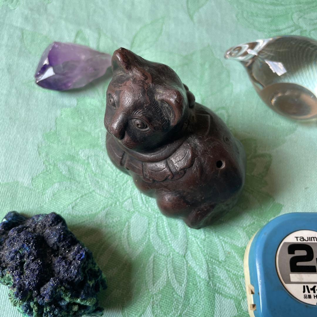 江戸時代　銅鋳造　猫水滴（ねこすいてき）