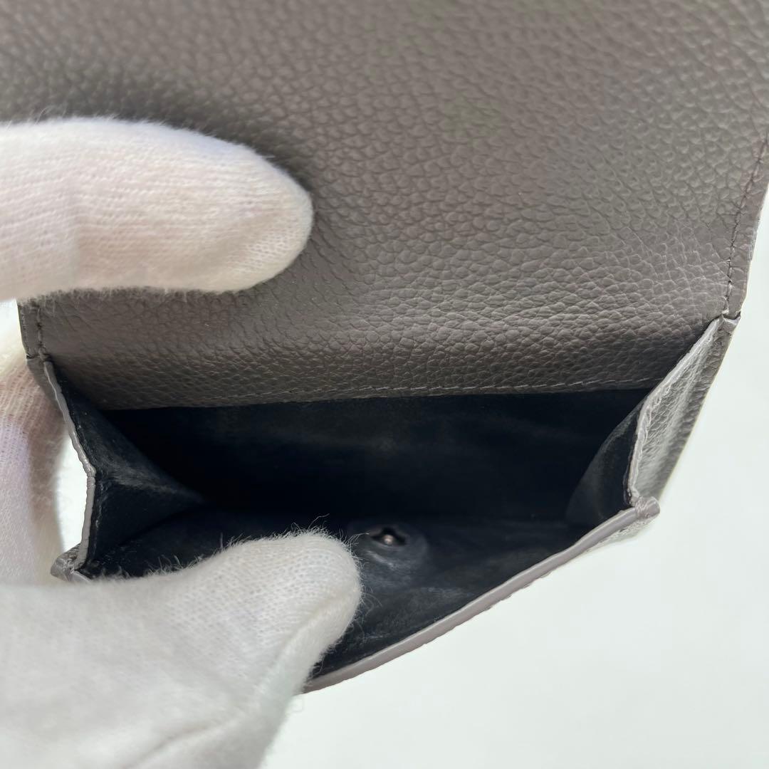 サンローラン 三つ折り財布 ロゴ入り タイニーウォレット オリガミ グレー 本革