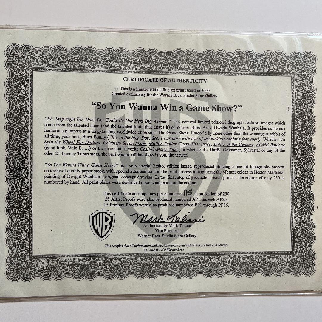 ワーナーブラザーズ　キャラクター　額縁付