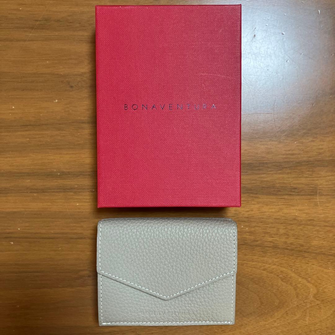 BONAVENTURA 三つ折り財布 グレージュ×ベビーピンク