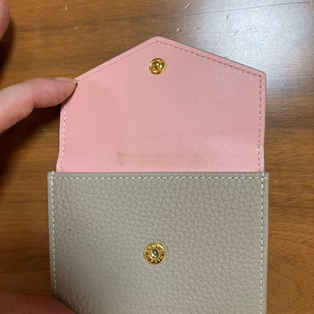 BONAVENTURA 三つ折り財布 グレージュ×ベビーピンク
