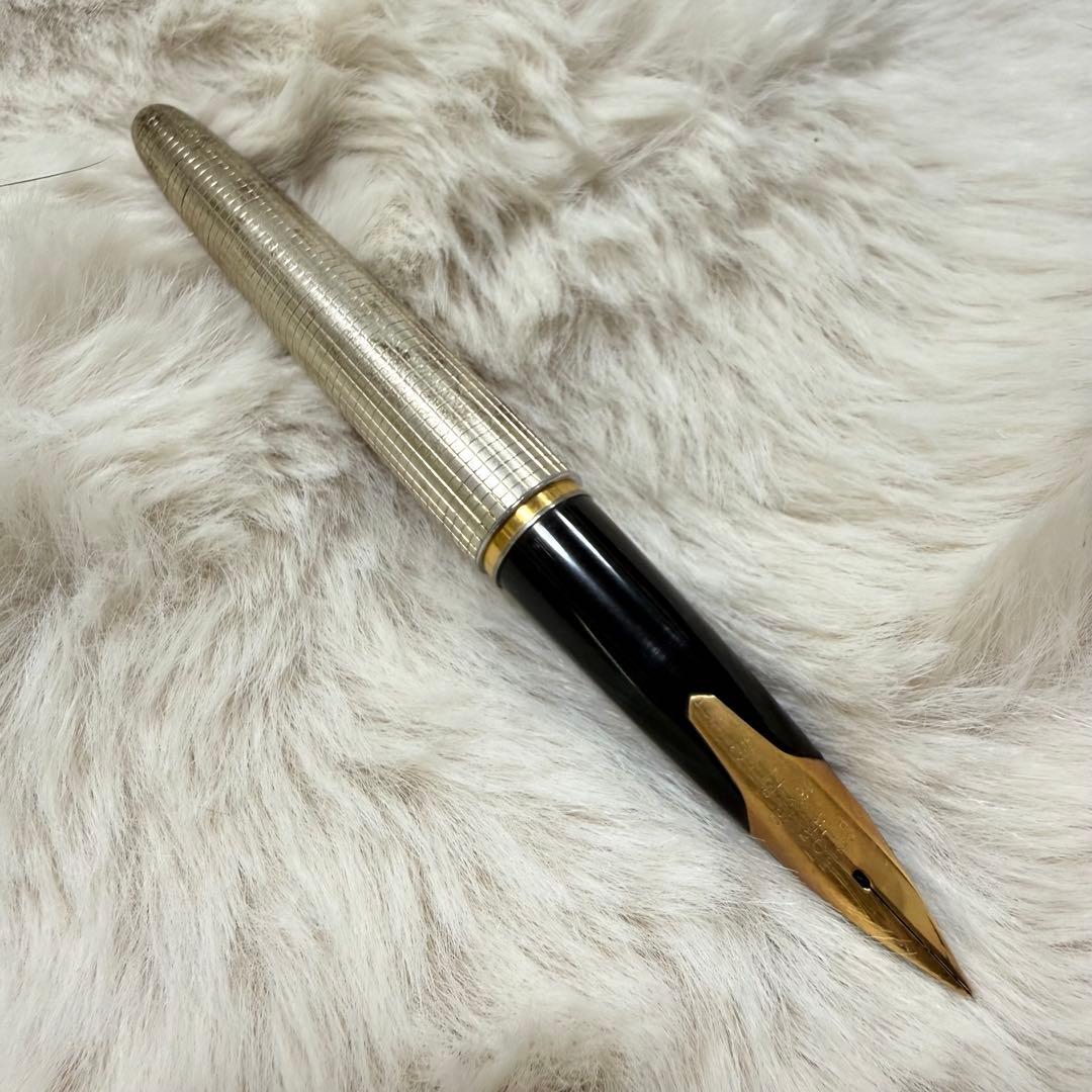 【稀少】パイロット エリート 18K 万年筆 スターリングシルバー アンティーク