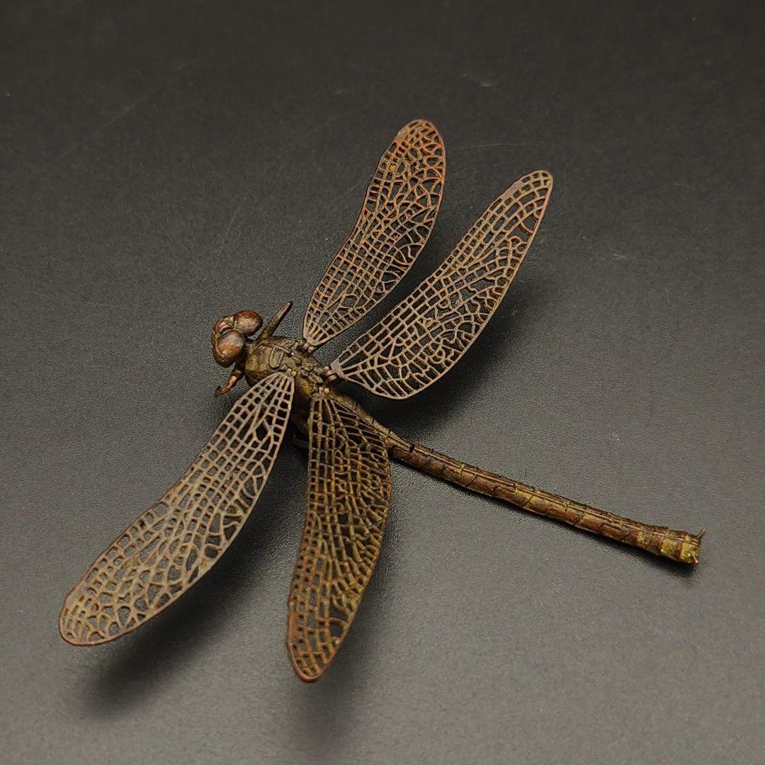 H*T様 銅製置物　勝虫　蜻蛉　トンボ　雨宮宗作　関節可動　金工品　茶道具