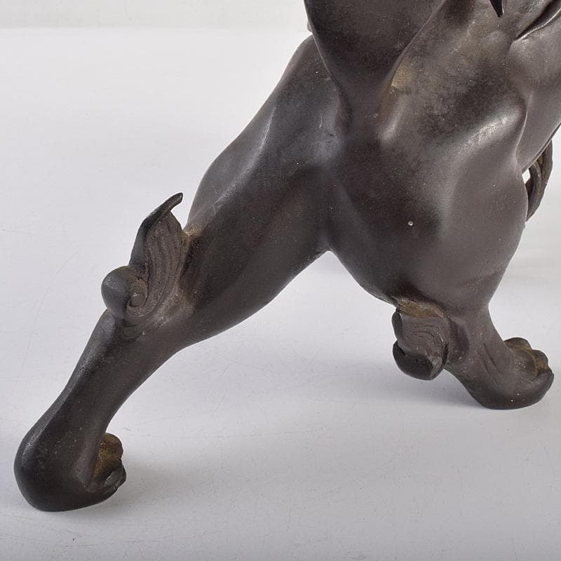 中国　古銅宣徳銅　玉乗り獅子　置物　重さ約5.28㎏　G　R7655B