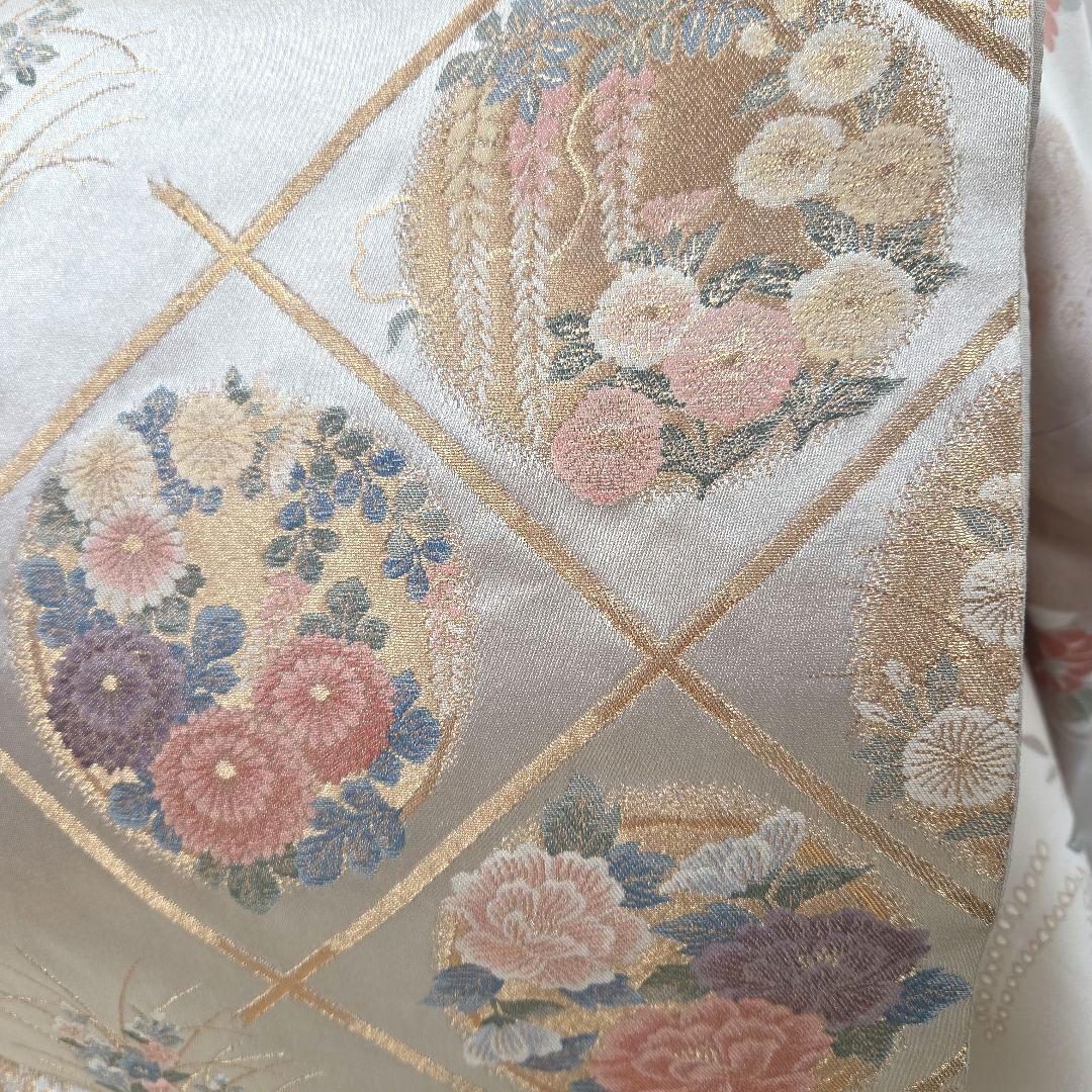 訪問着4点フルセット、着物、袋帯、帯締め、帯揚げ