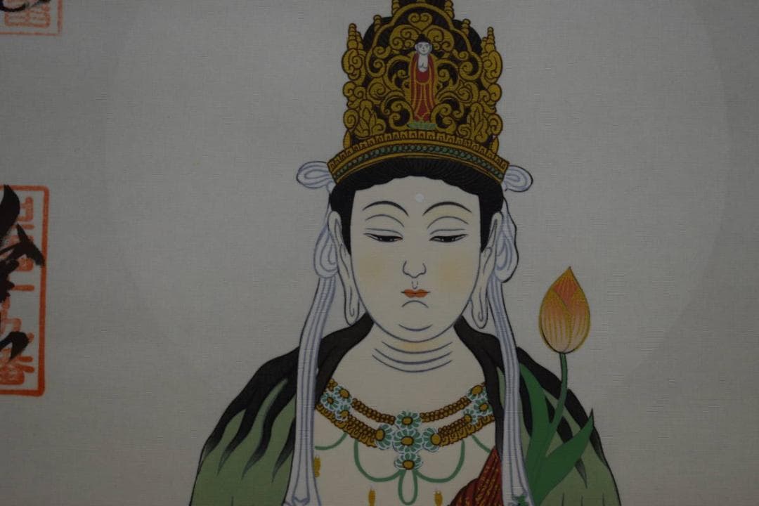 真作/中国三十三観音霊場/観音図/桐共箱付/ 布袋屋掛軸HH-154