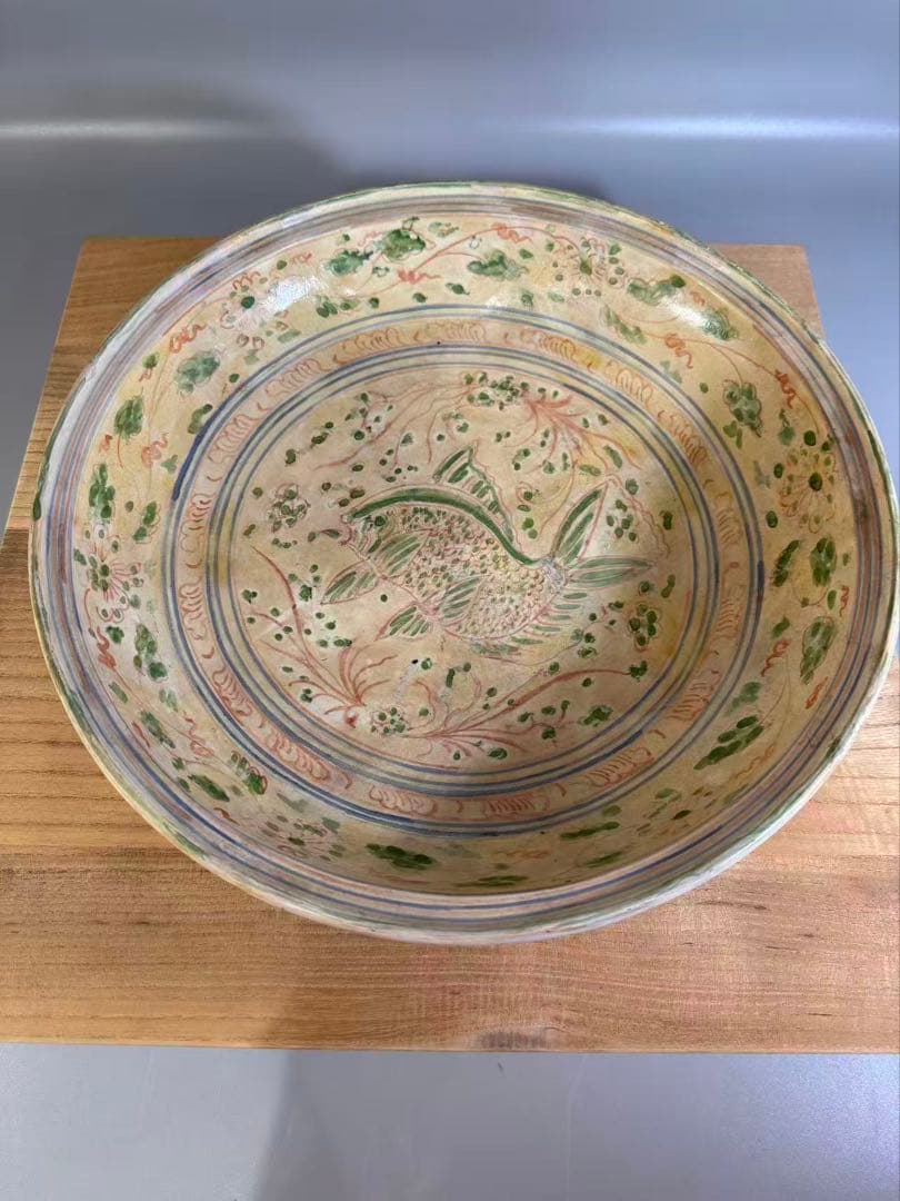 DT517 古陶磁器 安南 赤絵 皿 経33cm 古美術