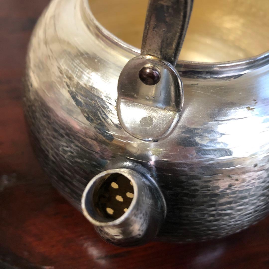 茶道具　銀瓶　銀仕上げ　丸型　750cc 専用紙箱入り　アンティーク