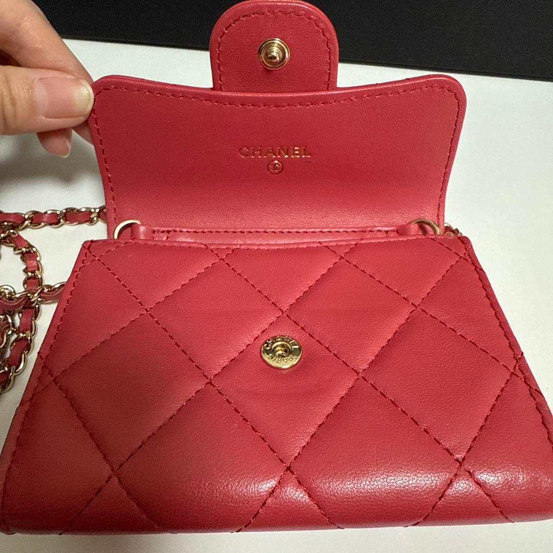 正規品 CHANEL ラムスキン チェーンクラッチ ミニポシェット