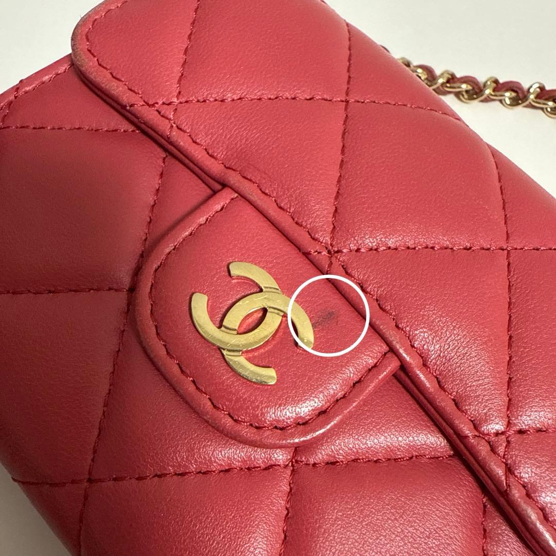 正規品 CHANEL ラムスキン チェーンクラッチ ミニポシェット