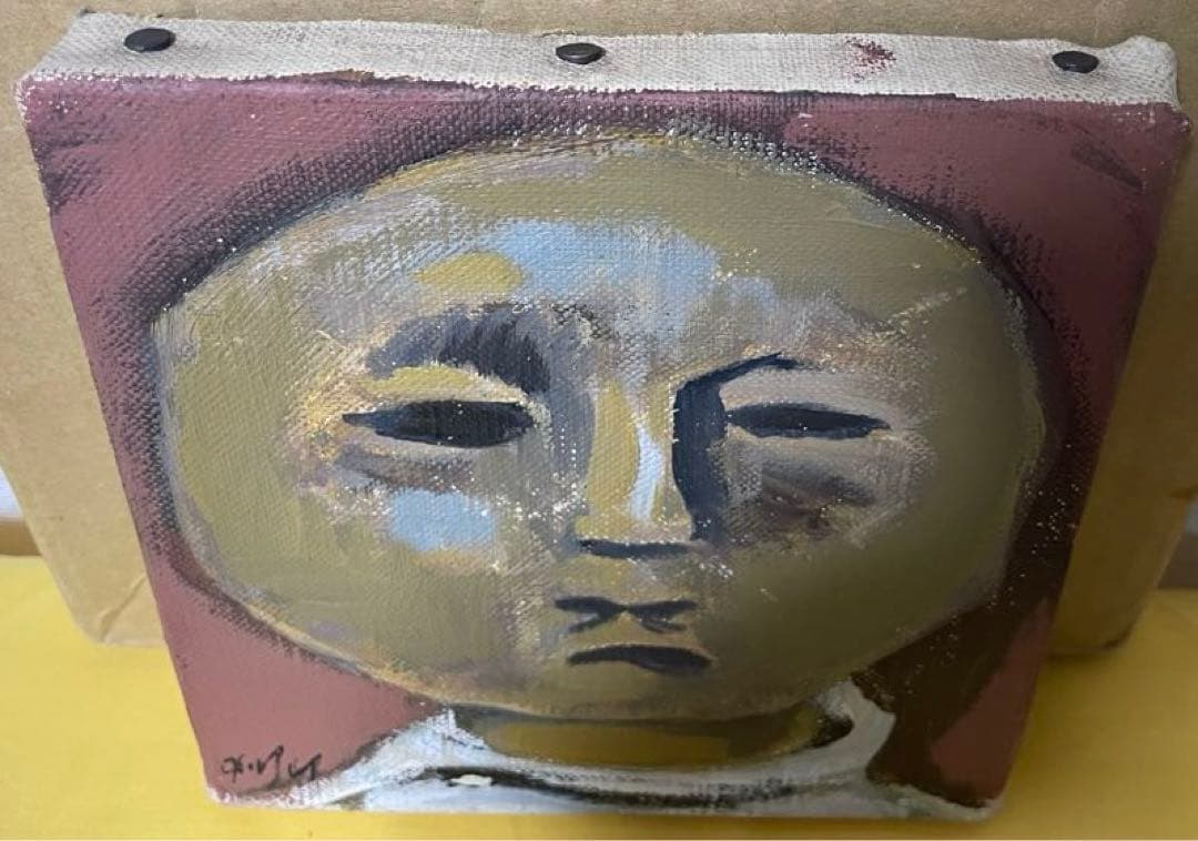 巨匠 脇田 和『顔』油彩 原画 約0号大 鬼貴重 真作保証 1点もの 合箱あり