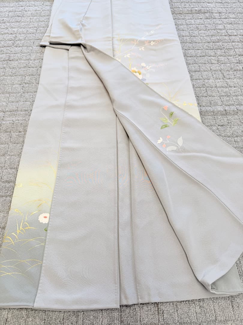 高級 訪問着 正絹 袷 ブルー 友禅 金彩 暈し染め フォーマル