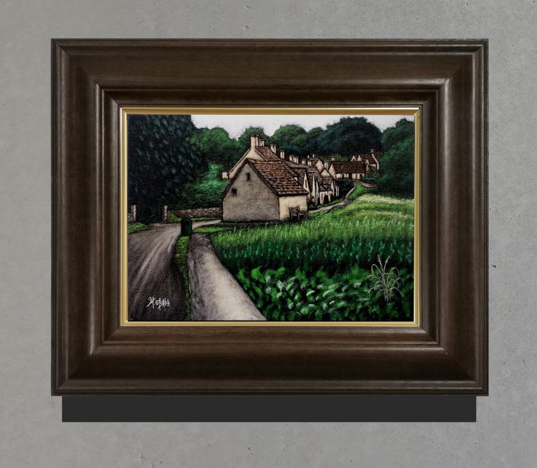 有名国際展作家「Biburyの古民家」真作保証 ,F4,英国,風景画,小原雅夫