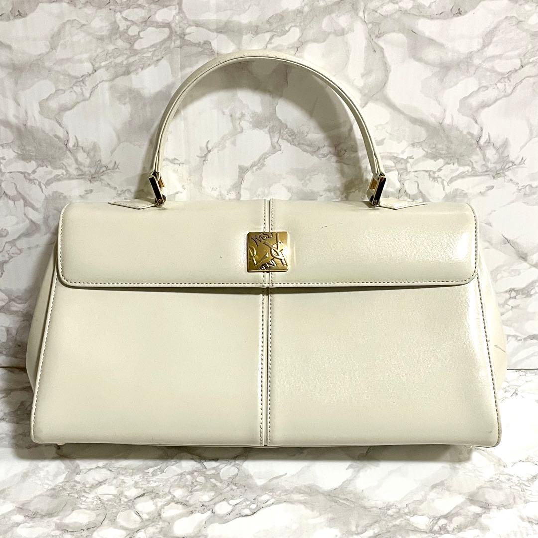イヴサンローラン ハンドバッグ レディース レザー 革 皮 白 ホワイト