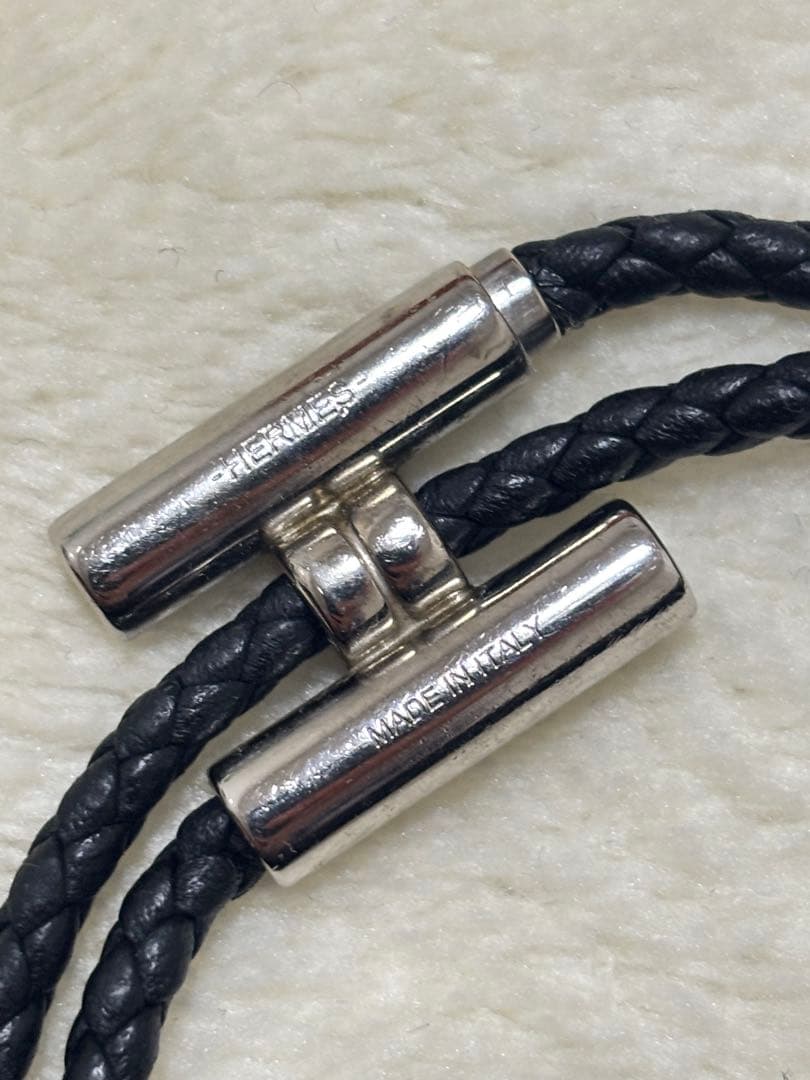 HERMES 編み込みレザーブレスレット