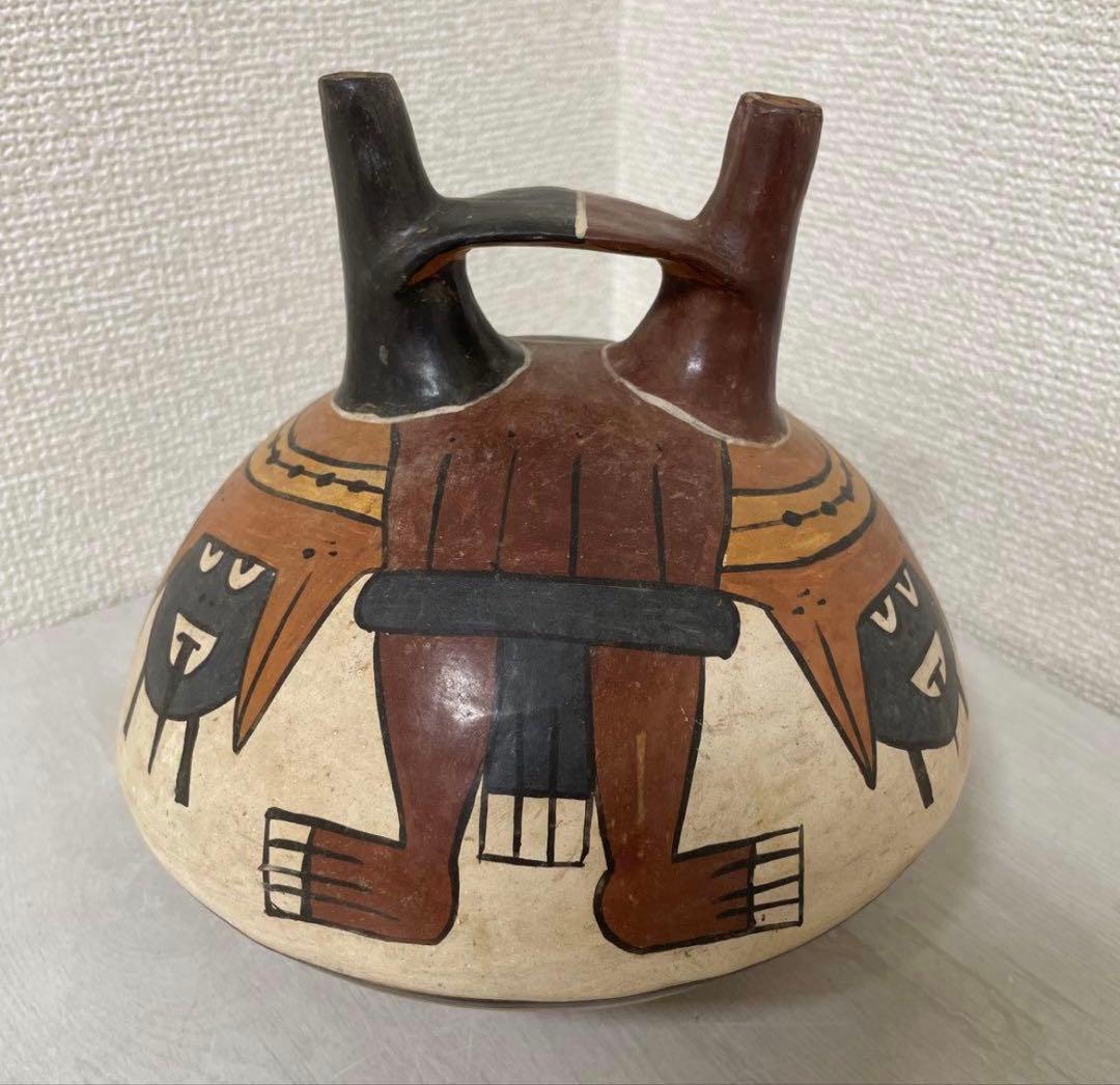 アーチ型(橋型双注口）土器　ナスカ　儀礼用　南米　ペルー　古代アンデス