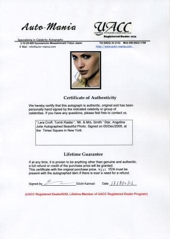 期間限定値下げ！アンジェリーナ・ジョリー　直筆サイン写真