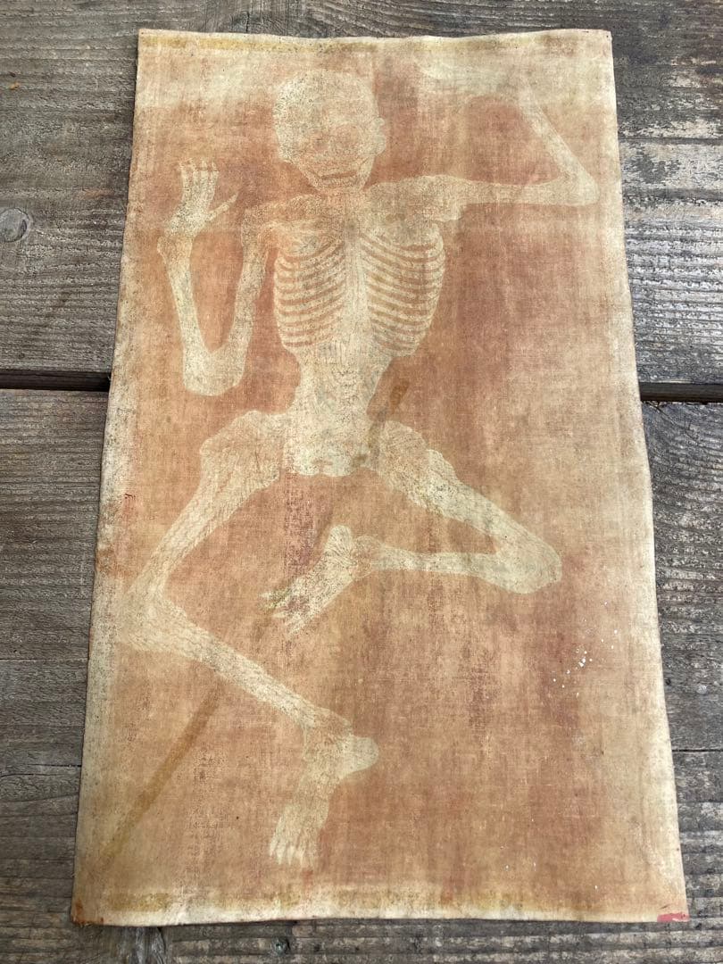 タンカ　チベット直筆人体図　ドクロ