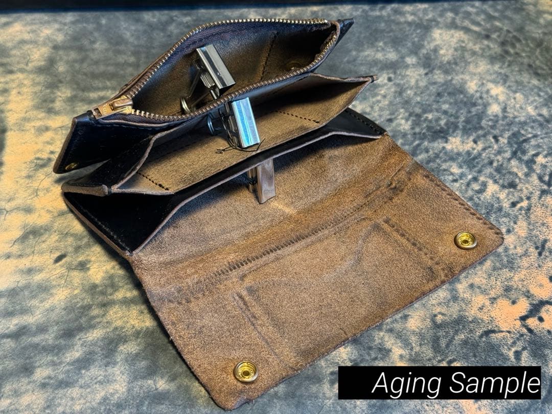 HORWEEN クロムエクセル(茶芯)トラッカーウォレット＋キーホルダー