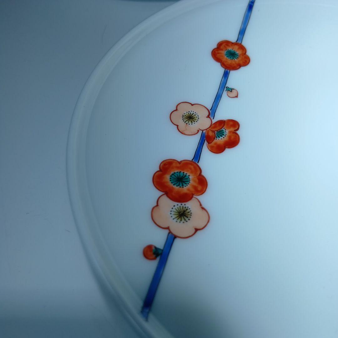 値下げ13代柿右衛門(錦)梅花文皿5枚　共箱　 未使用品　美品