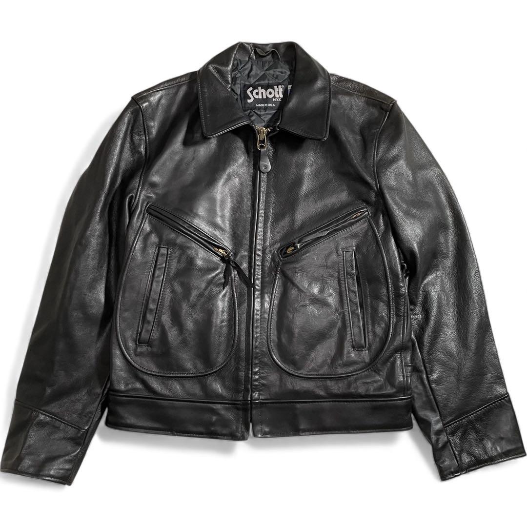 90s ショット ライダースジャケット レザージャケット Dポケット 637