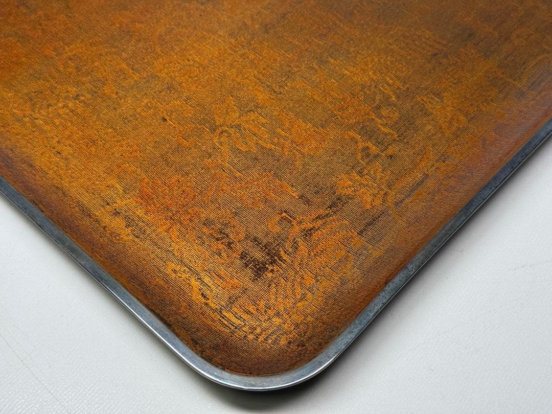 時代 塗師 三木表悦 紗目漆塗 盆 銀縁 共箱 共布 茶盆 茶道具 煎茶道具