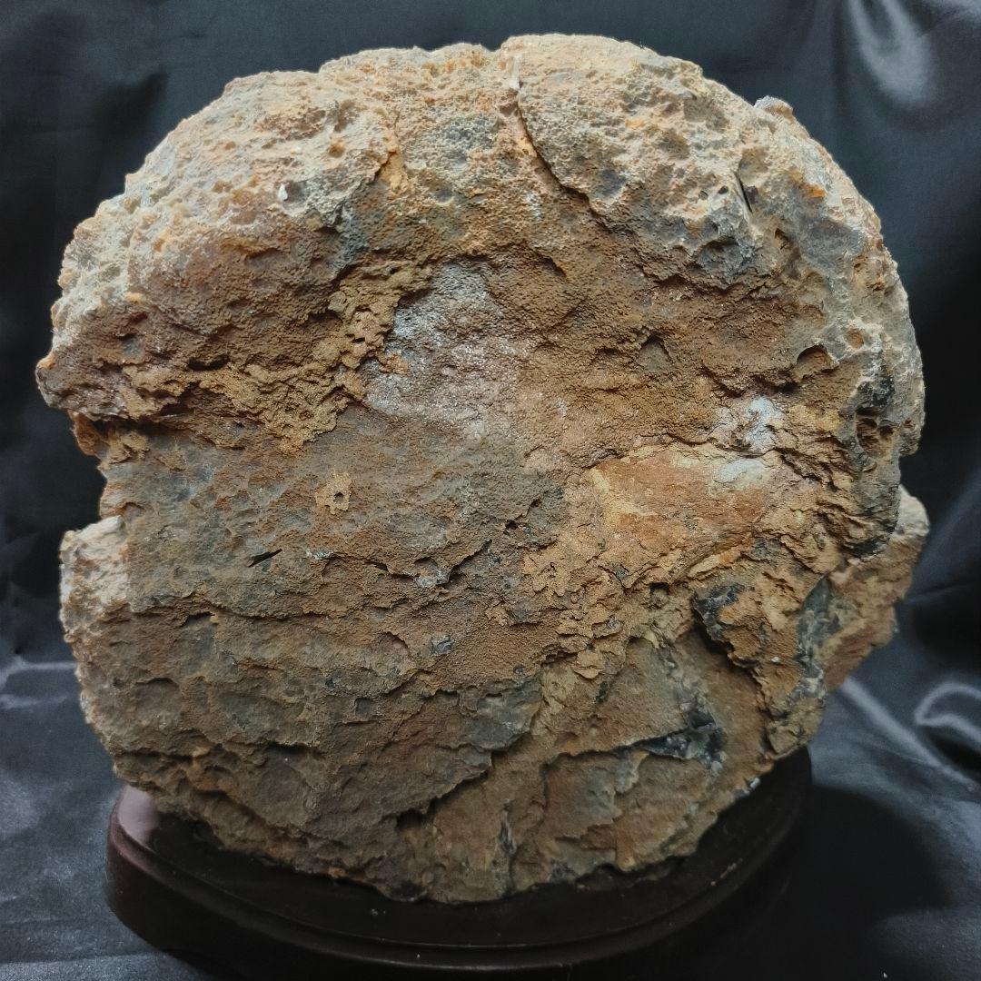 両面鑑賞石 木彫り台付メノウ 天然石瑪瑙 アゲート 風水グッズ コレクター放出