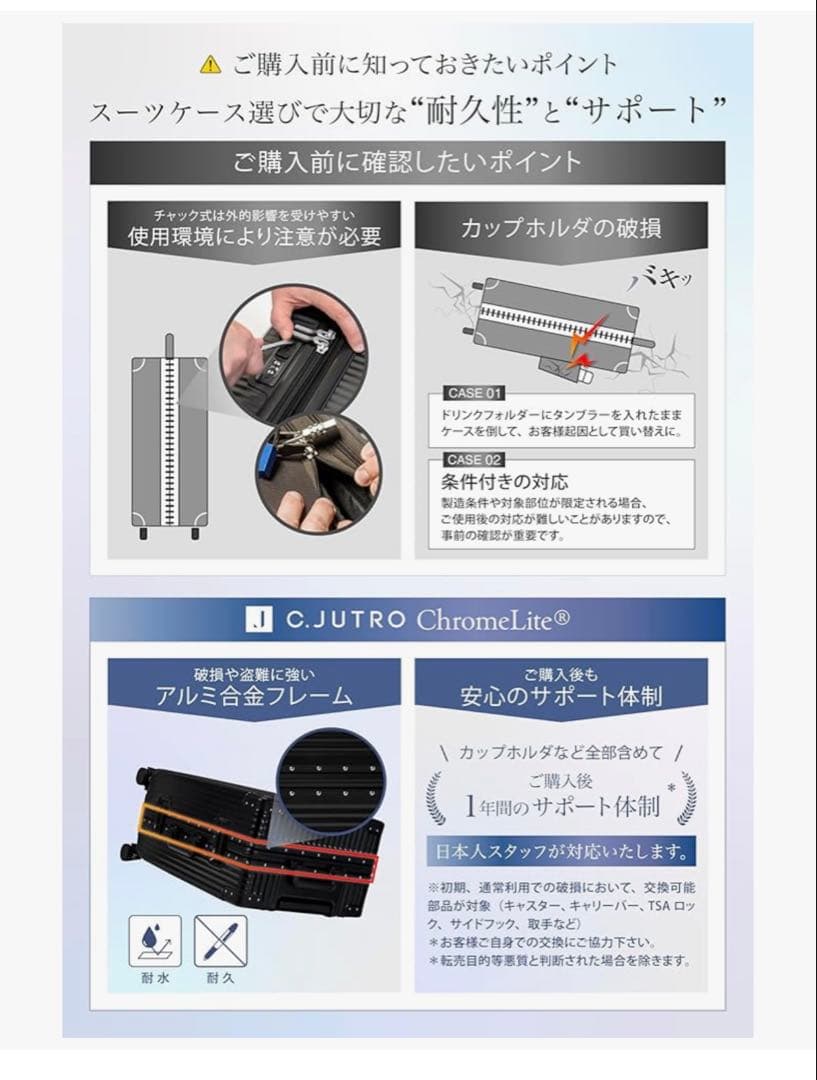 [C.jutro] スーツケース キャリーバッグ オマケ2点付き