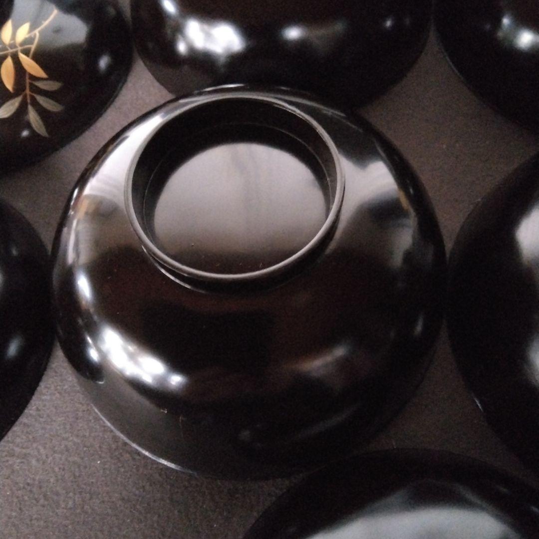 輪島塗り　お椀　蒔絵　南天