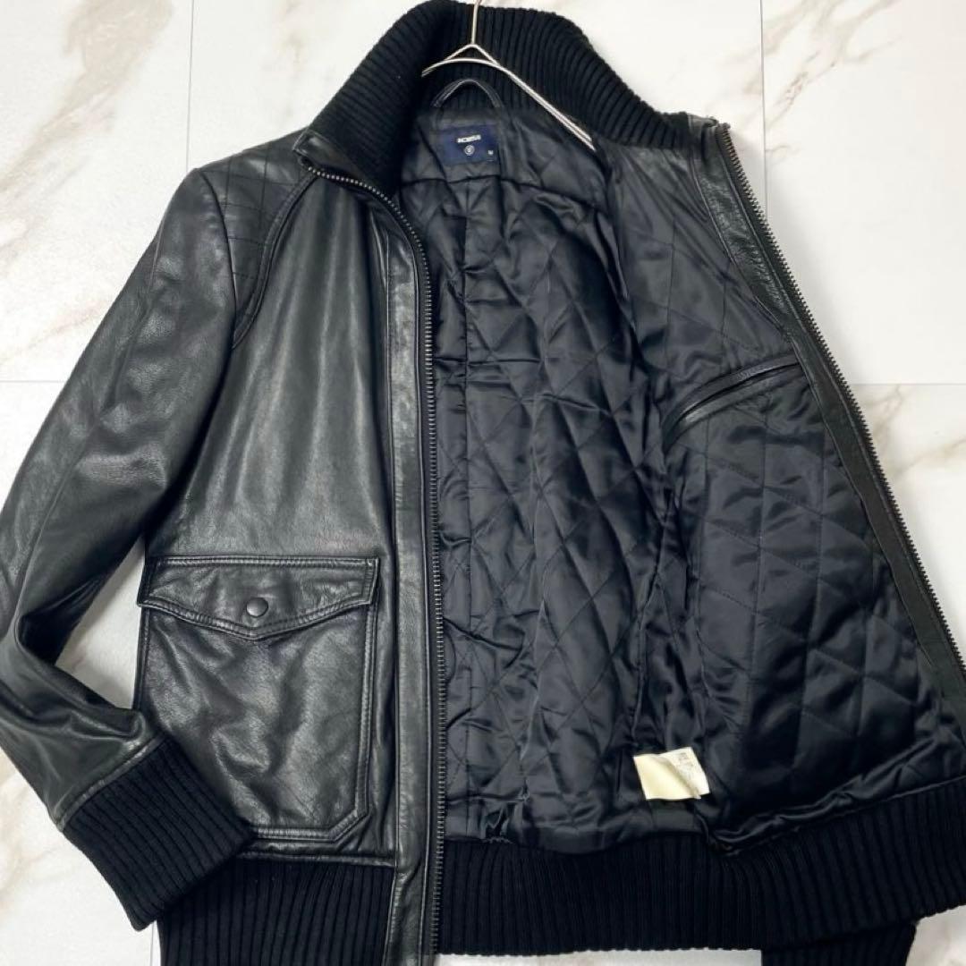 【美品】ユナイテッドアローズ レザージャケット A-2 キルティング 黒 M
