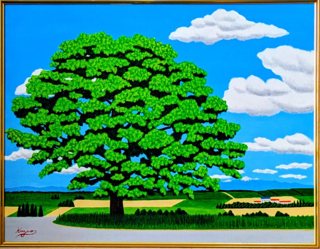 ★美瑛・セブンスターの大木・肉筆油彩画・F6キャンバス