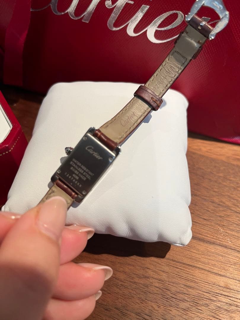 国内百貨店　直営店購入　カルティエ　タンクアメリカン　フランス製ベルト　電池交換