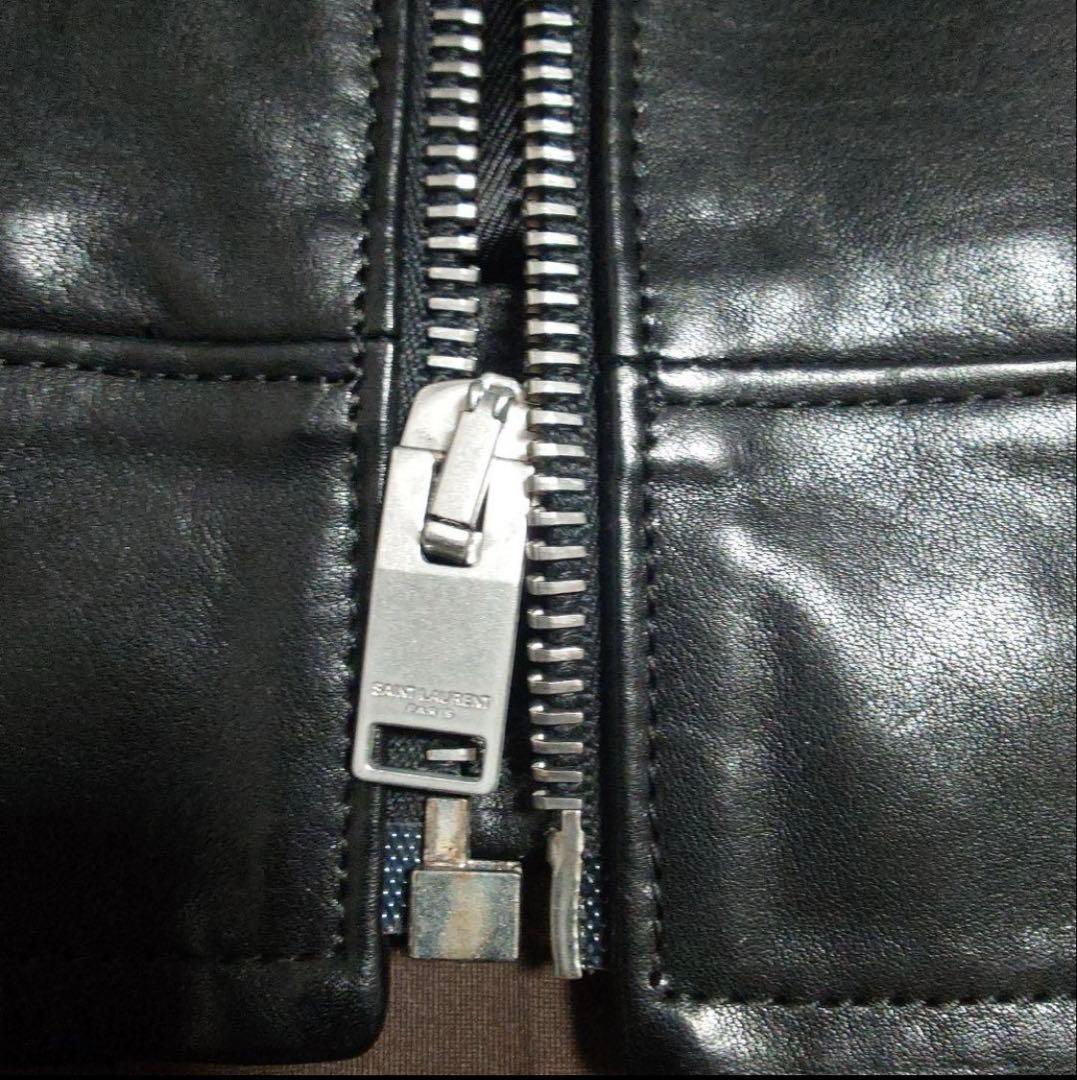 サンローランパリ　カフェレーサーレザーライダースジャケット42