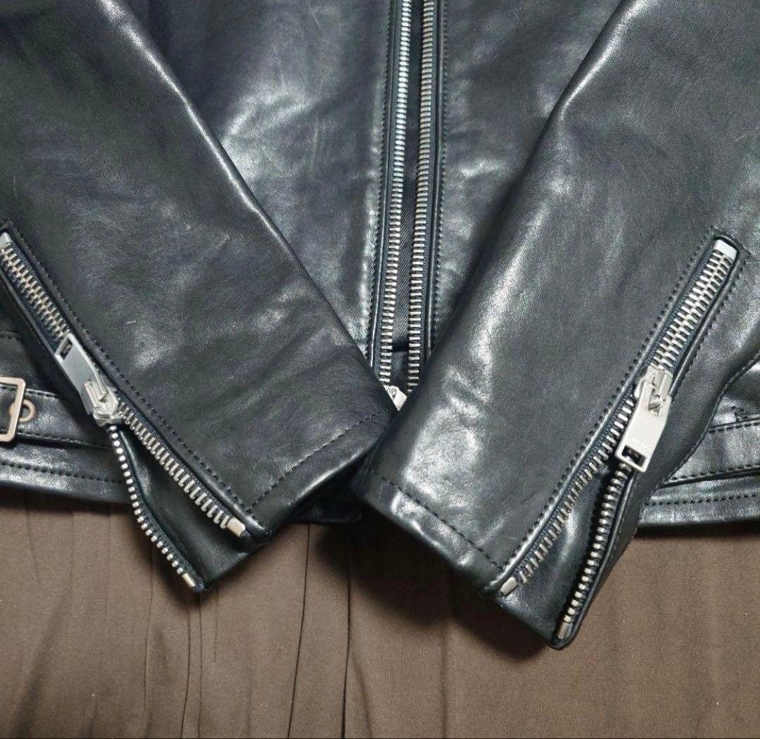 サンローランパリ　カフェレーサーレザーライダースジャケット42