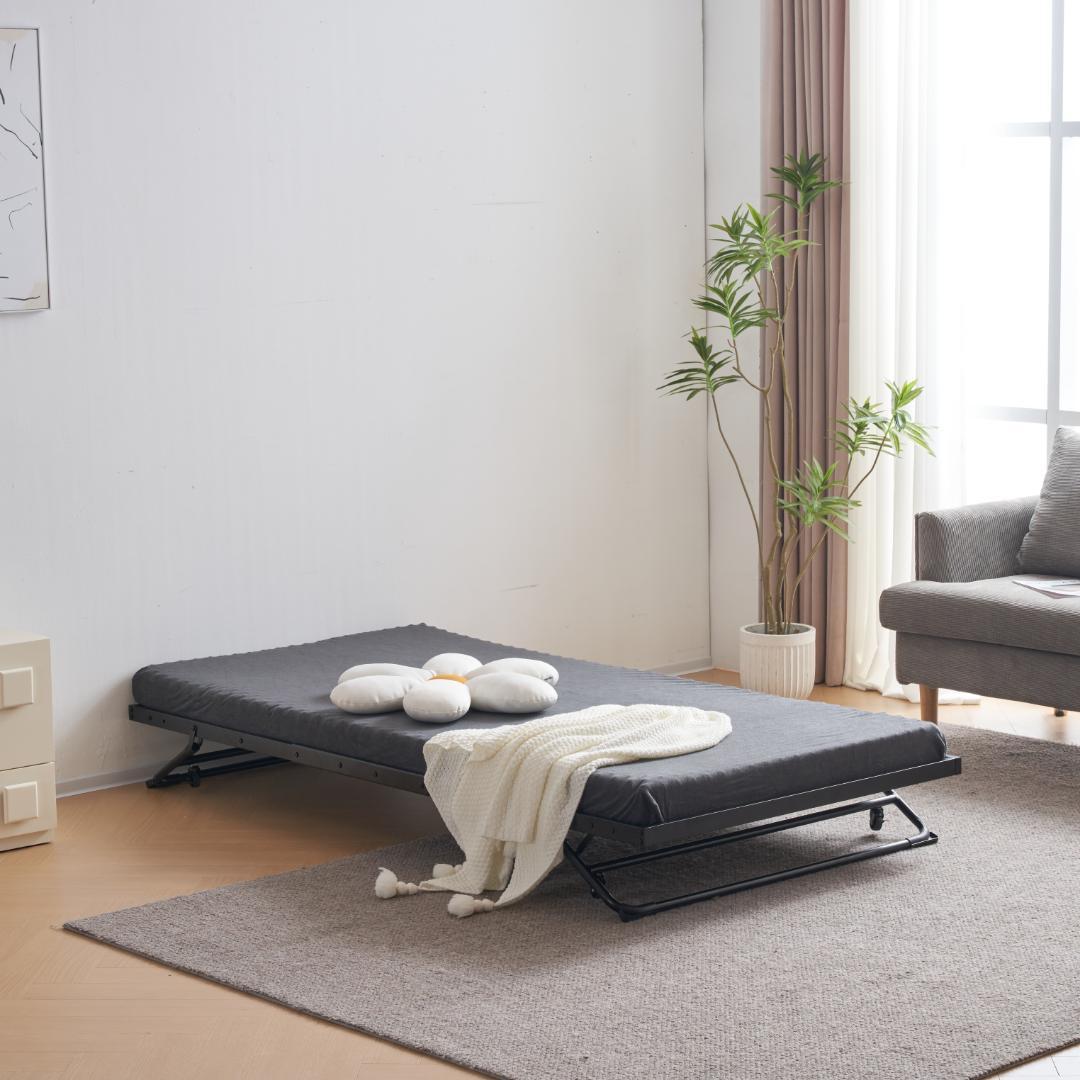【マットレス付】 パイプベッド折りたたみベッド ベッド 下収納 耐荷重120kg