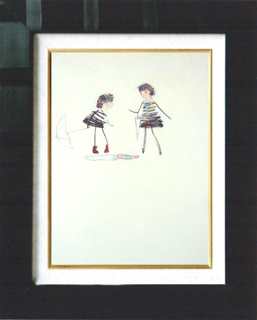 油絵 絵 絵画インテリア 額付(銀) F4-040314 子供たち 雨あがり