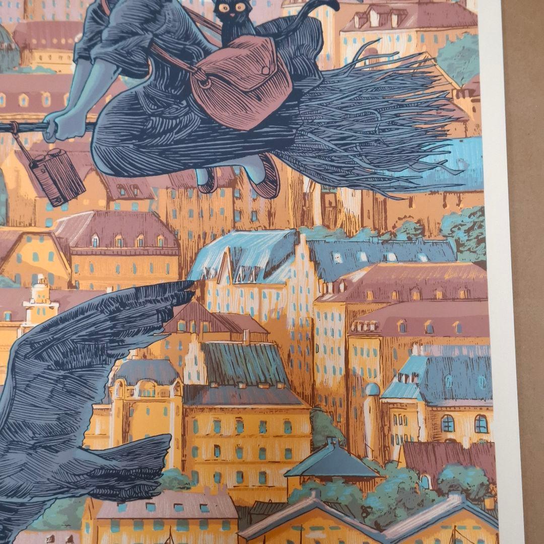 激レア 魔女の宅急便 キキ ジジ シルクスクリーン ポスター サイン入り ジブリ