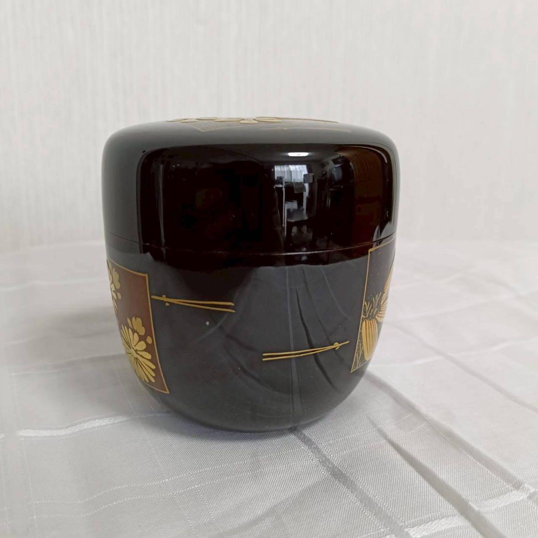 平安　宗峰作　中棗　切合口　色紙蒔絵　茶道具