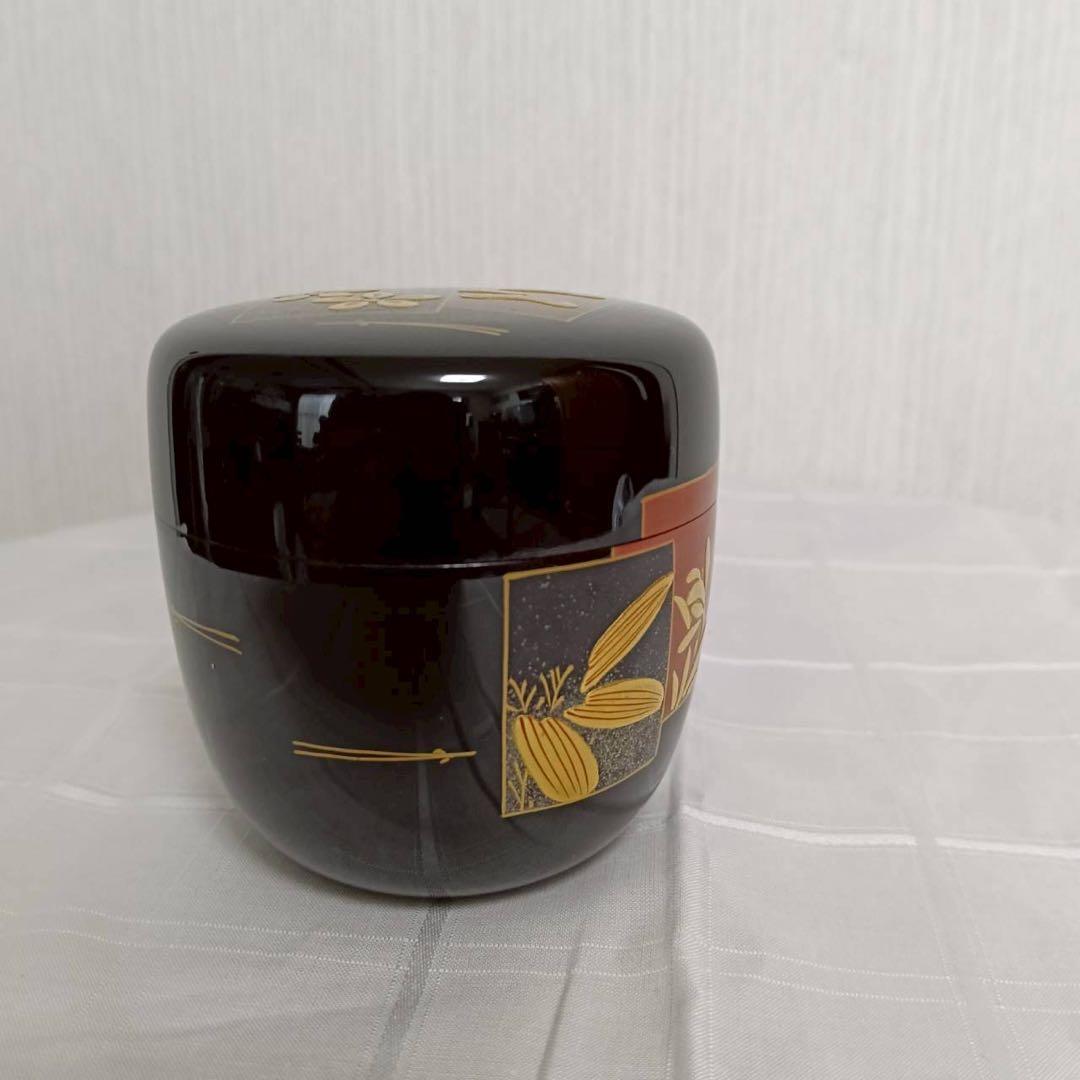 平安　宗峰作　中棗　切合口　色紙蒔絵　茶道具