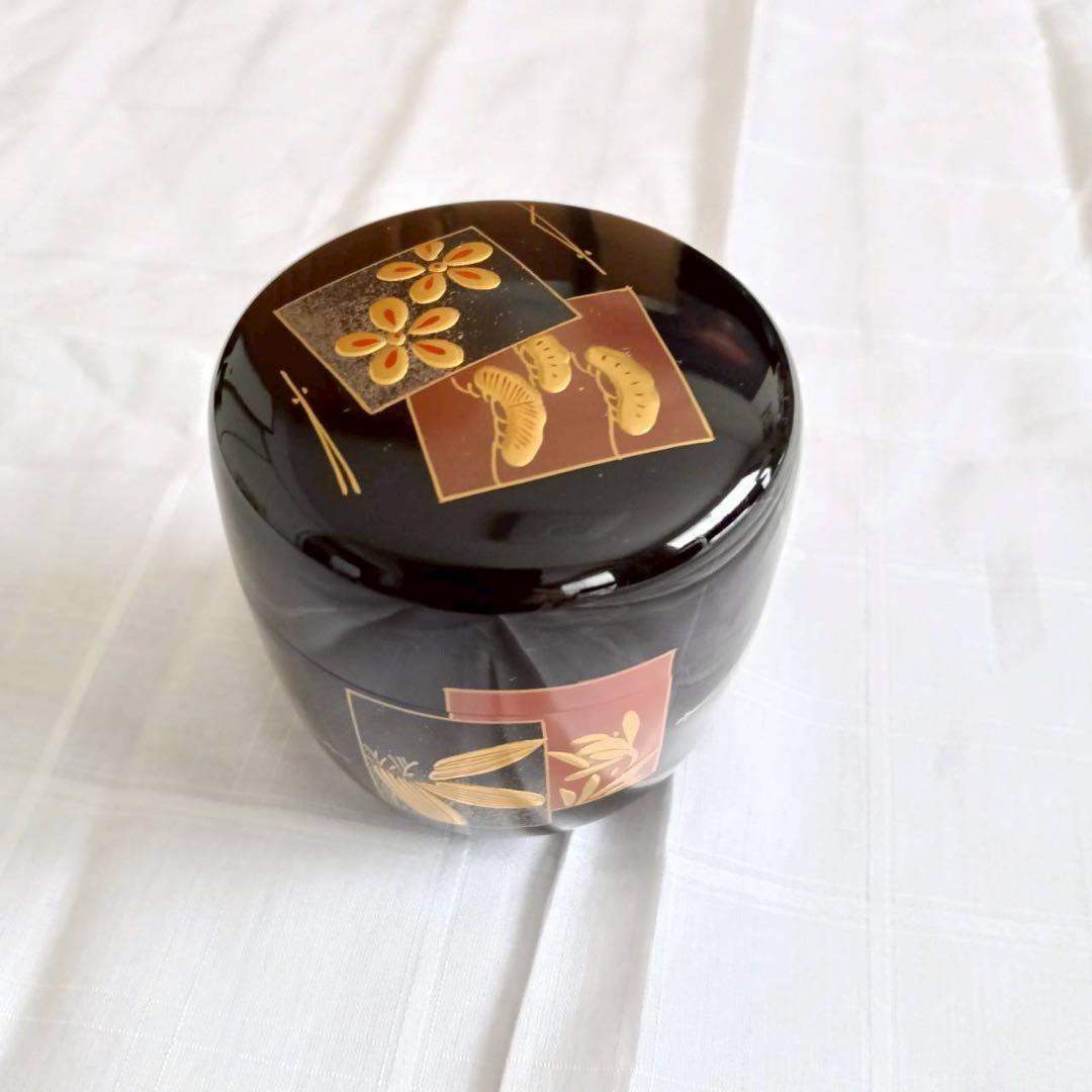 平安　宗峰作　中棗　切合口　色紙蒔絵　茶道具