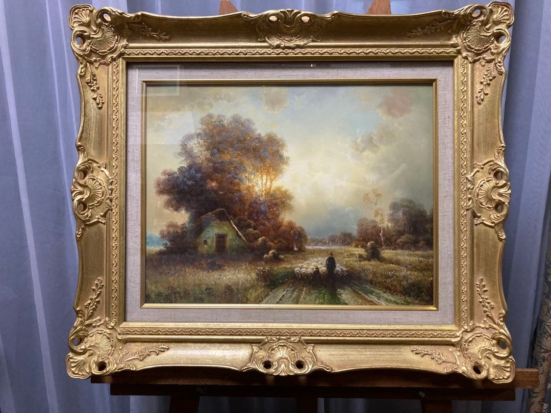 油彩　油絵　真筆　外国風景　[有名作家ワーグナー] サイン有　Ｆ６号