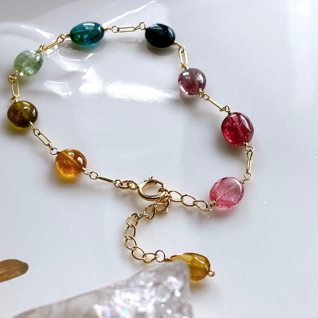 Kaya◆マルチカラートルマリンブレスレット✧14kgf