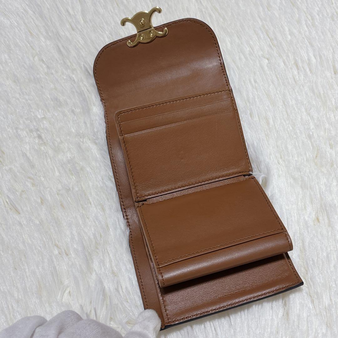 美品✨CELINE トリオンフ スモールフラップウォレット 三つ折り ブラウン